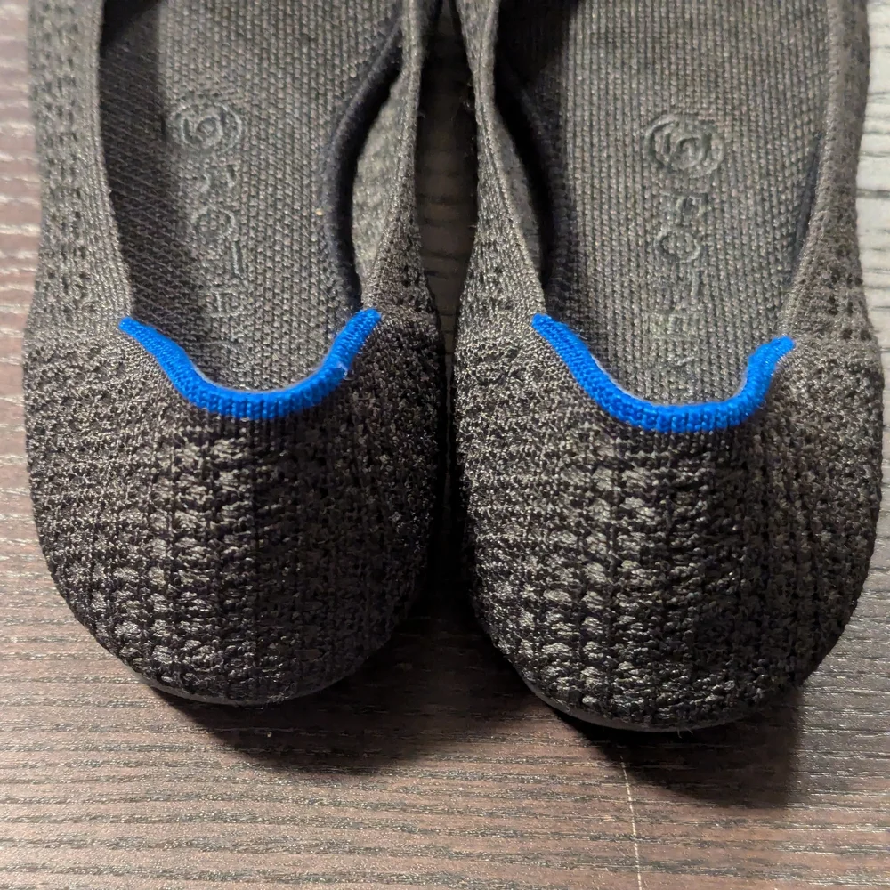 Rothy's 7.5 Women's Black Waffle Weave Flats, The Flat - Picture 5 of 13
